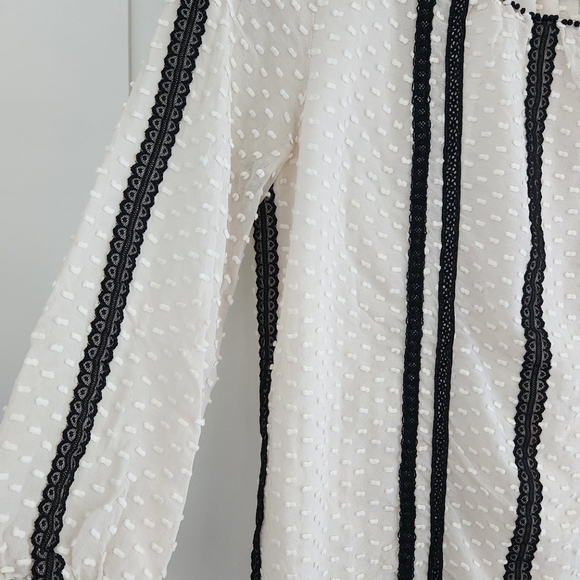 J. Crew Silk Cream Blouse with Black Lace - Picture 3 of 3